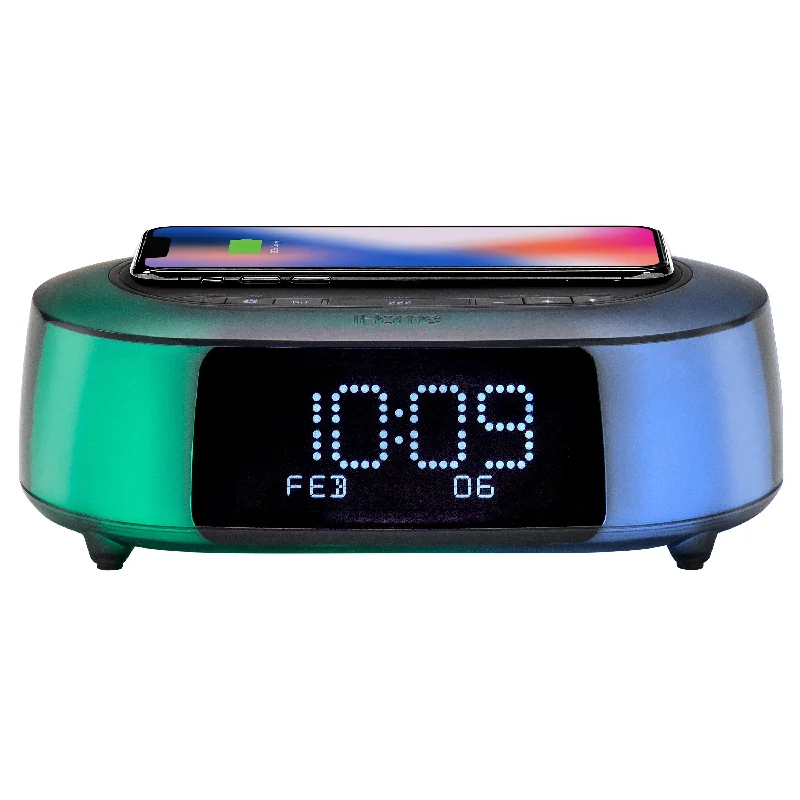 iHome Timeboost Glow Color Changing BT Alarm Clock w/ Qi Charging