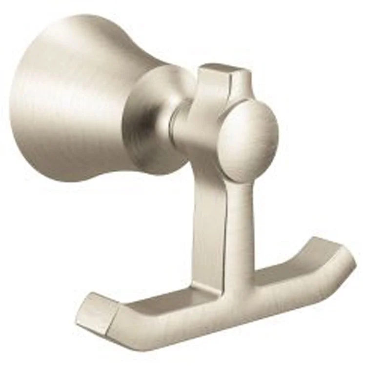 Robe Hook Flara Double Brushed Nickel 3-1/4 Inch 3-17/64 Inch Concealed Screw Zinc