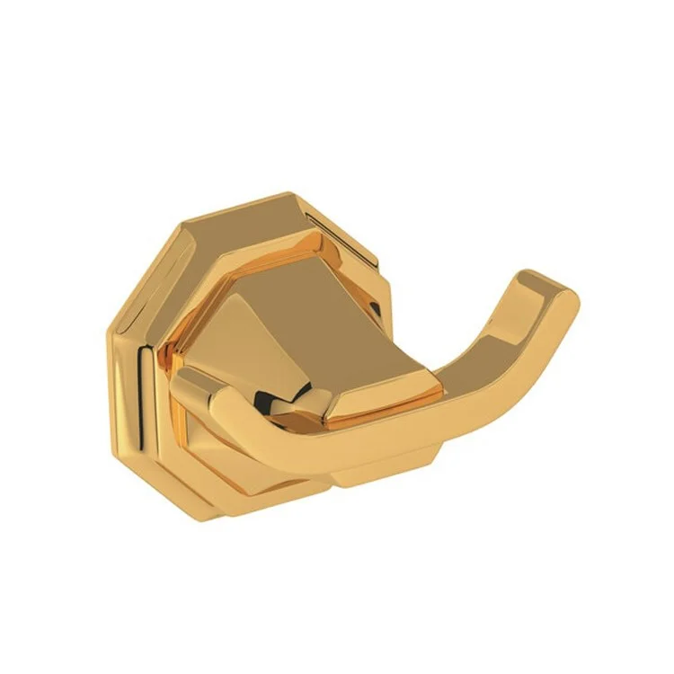 Robe Hook Deco Double English Gold 2-1/8 Inch 2 Inch Wall Mount Brass