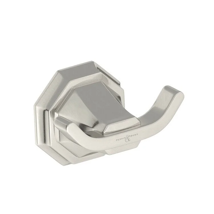 Robe Hook Deco Double Satin Nickel 2-1/8 Inch 2 Inch Wall Mount Brass