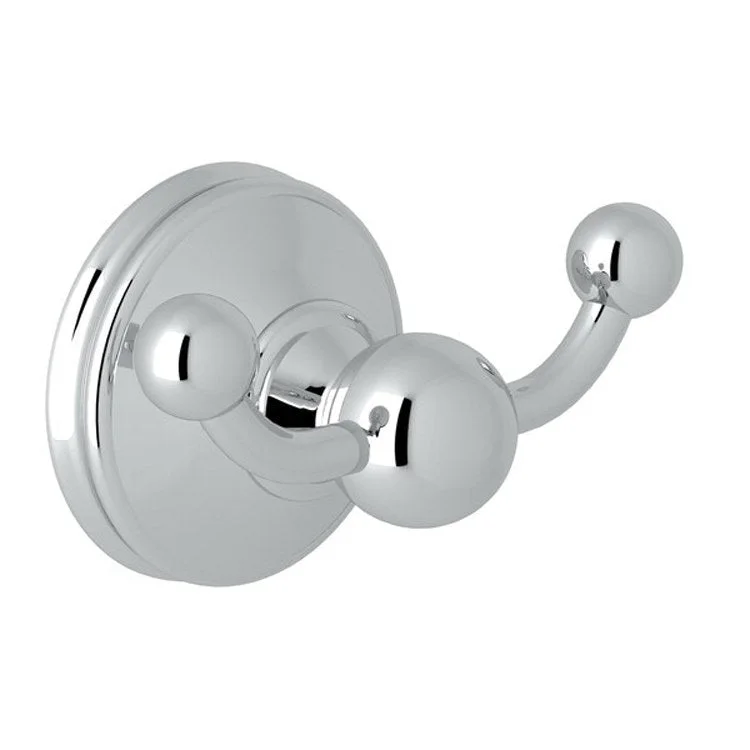 Robe Hook Georgian Era Double Polished Chrome 2 Inch 1-3/8 Inch Wall Mount Brass