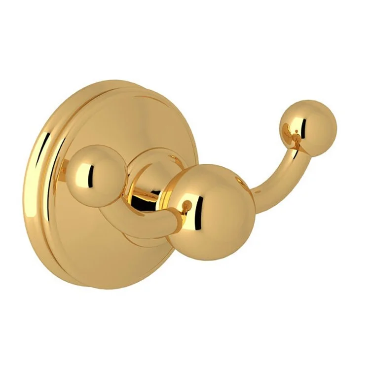 Robe Hook Georgian Era Double English Gold 2 Inch 1-3/8 Inch Wall Mount Brass