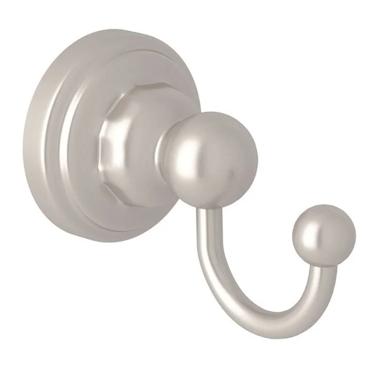 Robe Hook Edwardian Single Satin Nickel 2 Inch 2-3/4 Inch Wall Mount Brass