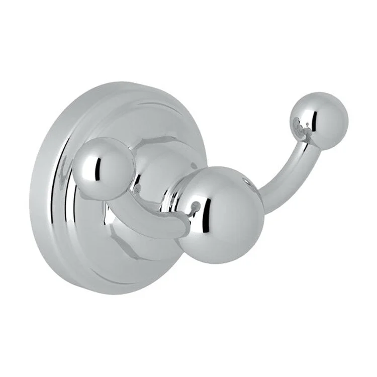 Robe Hook Edwardian Double Polished Chrome 2 Inch 1-3/8 Inch Wall Mount Brass