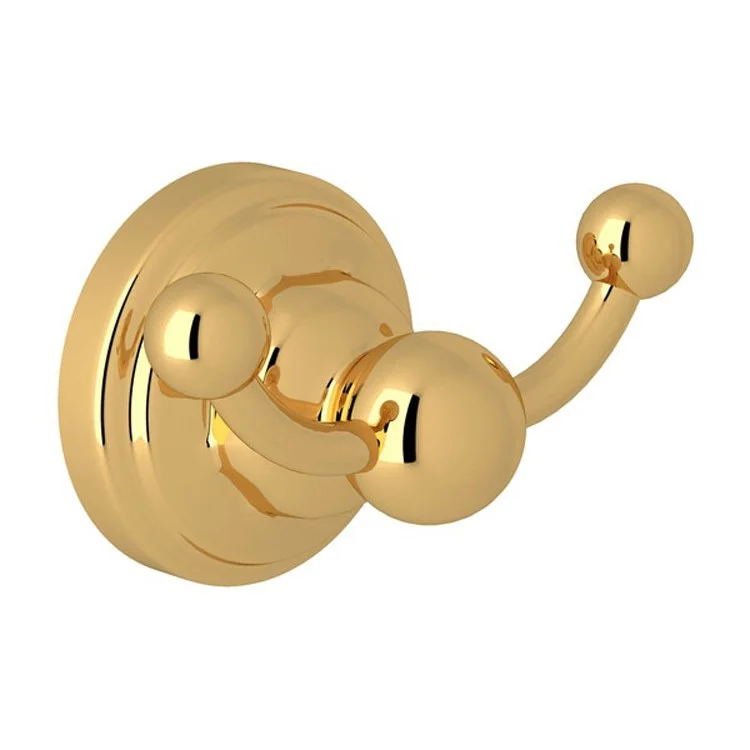 Robe Hook Edwardian Double English Gold 2 Inch 1-3/8 Inch Wall Mount Brass