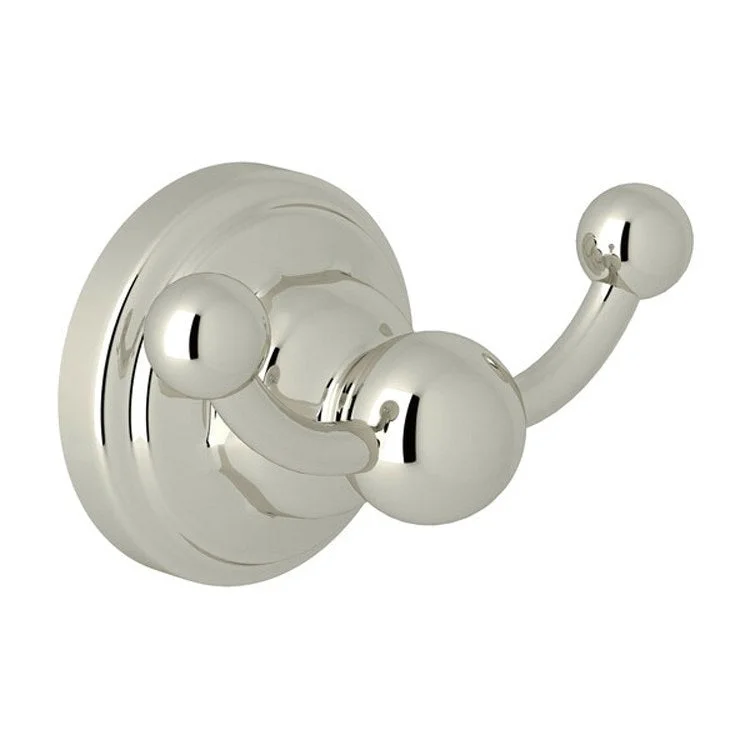 Robe Hook Edwardian Double Polished Nickel 2 Inch 1-3/8 Inch Wall Mount Brass