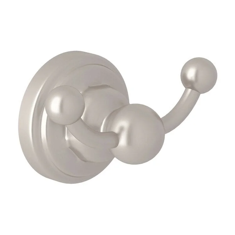 Robe Hook Edwardian Double Satin Nickel 2 Inch 1-3/8 Inch Wall Mount Brass