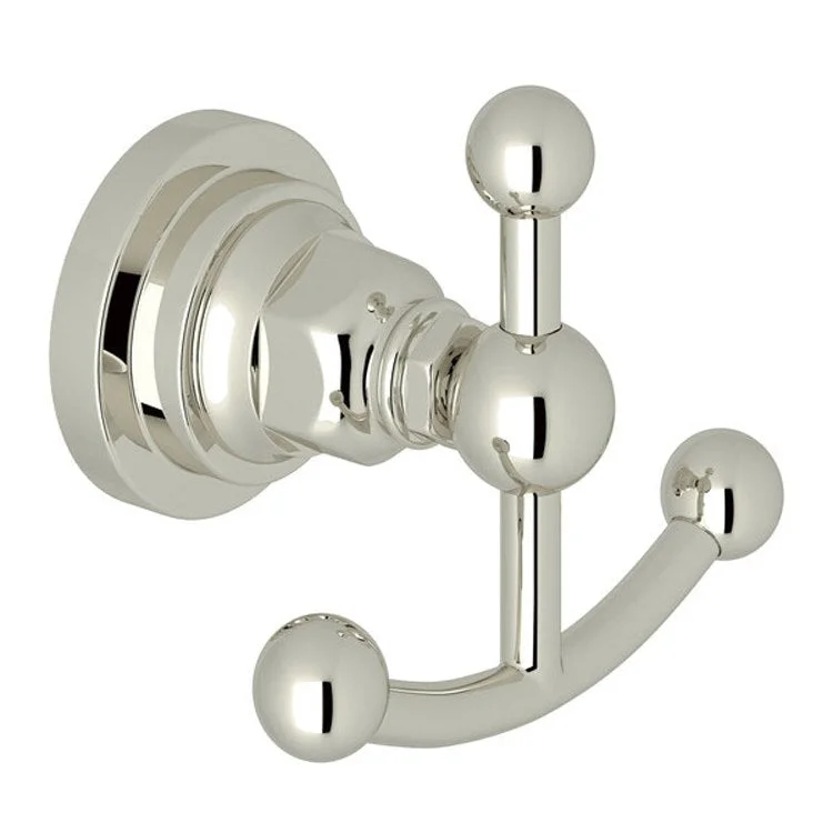 Robe Hook San Giovanni Double Polished Nickel 2-53/64 Inch Wall Mount Brass