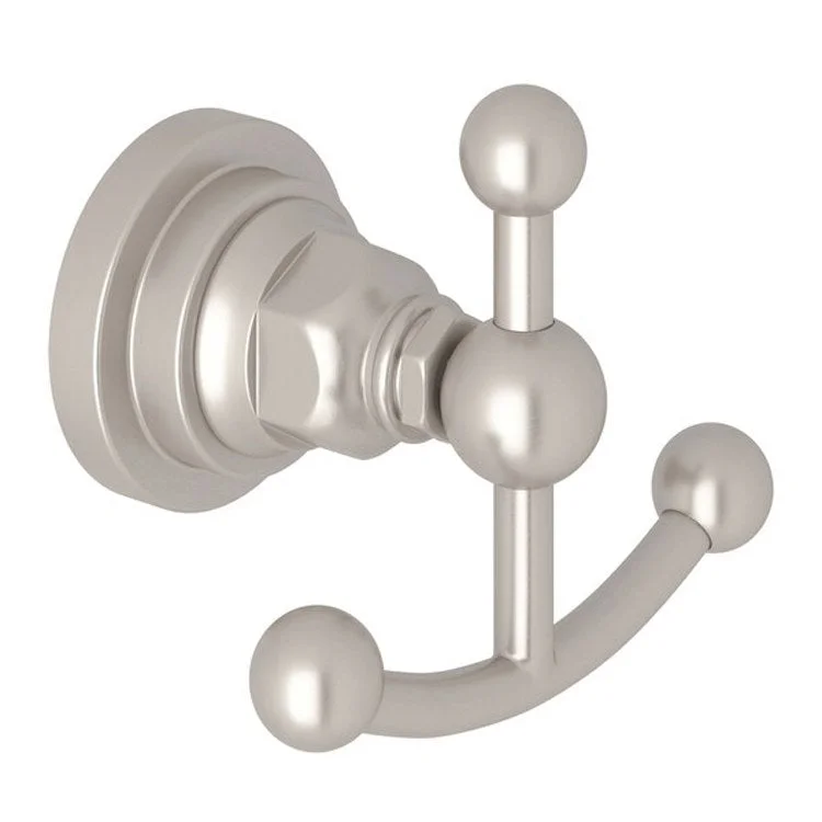 Robe Hook San Giovanni Double Satin Nickel 2-53/64 Inch Wall Mount Brass