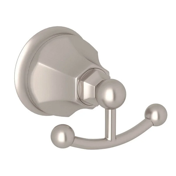 Robe Hook Palladian Double Satin Nickel 2-7/8 Inch Wall Mount Brass