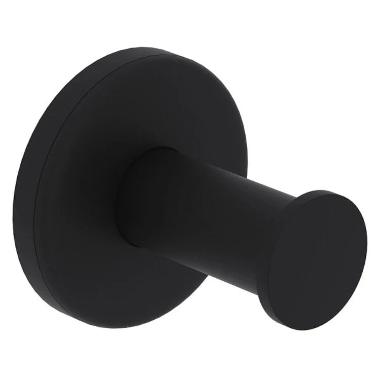 Robe Hook Lombardia Single Matte Black 2 Inch 1-31/32 Inch Wall Mount