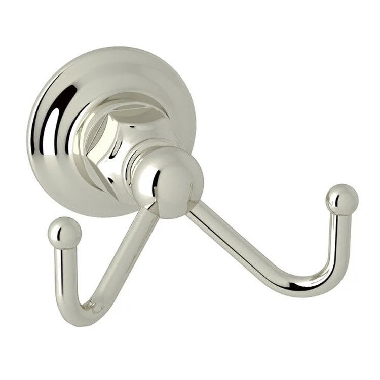 Robe Hook Double Polished Nickel 2-3/4 Inch 3-1/2 Inch Wall Mount Metal