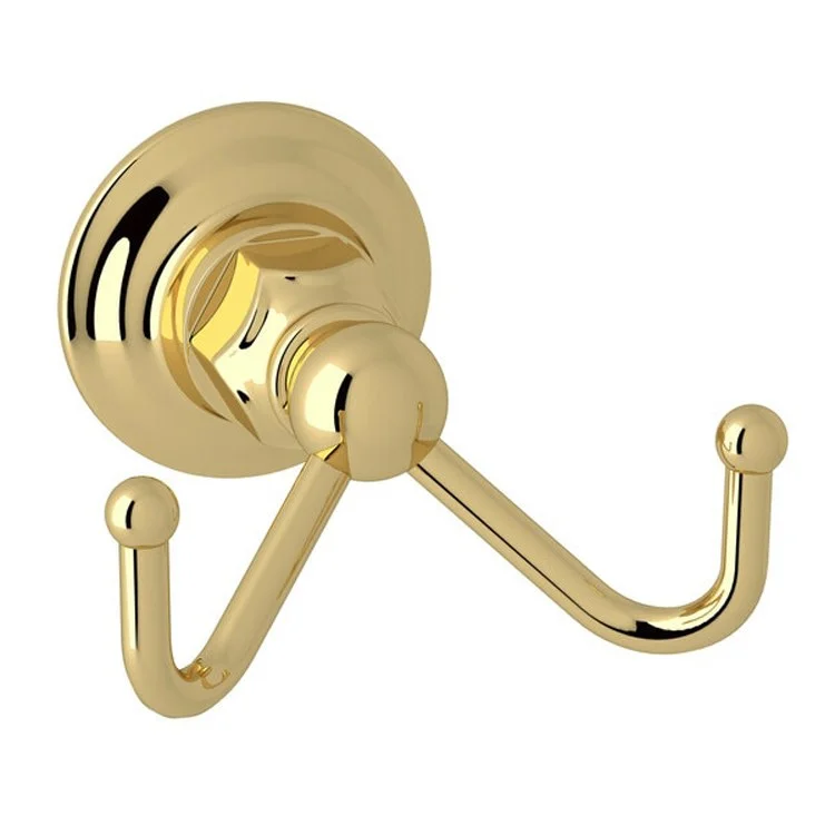 Robe Hook Double Unlacquered Brass 2-3/4 Inch 3-1/2 Inch Wall Mount Metal