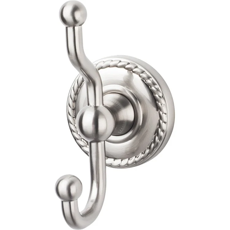 Robe Hook Edwardian Bath Rope Backplate Brushed Satin Nickel 5 Inch 3-1/4 Inch Wall Mount Zinc Alloy