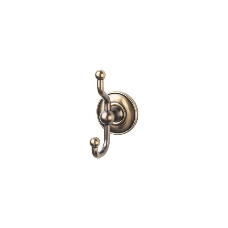 Edwardian Double Robe Hook with Plain Backplate - German Bronze