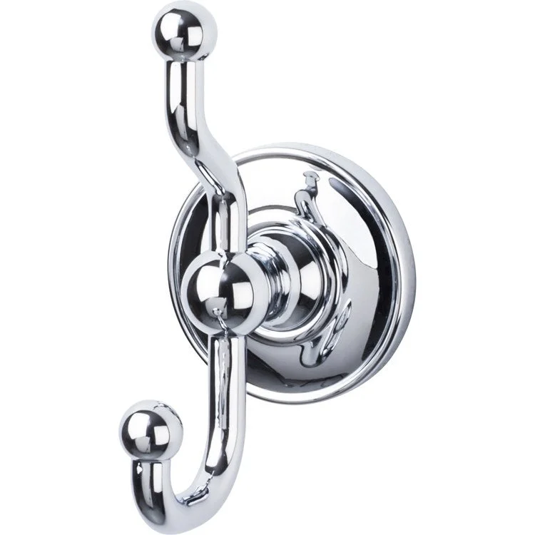 Robe Hook Edwardian Bath Plain Backplate Polished Chrome 5 Inch 3-1/4 Inch Wall Mount Zinc Alloy