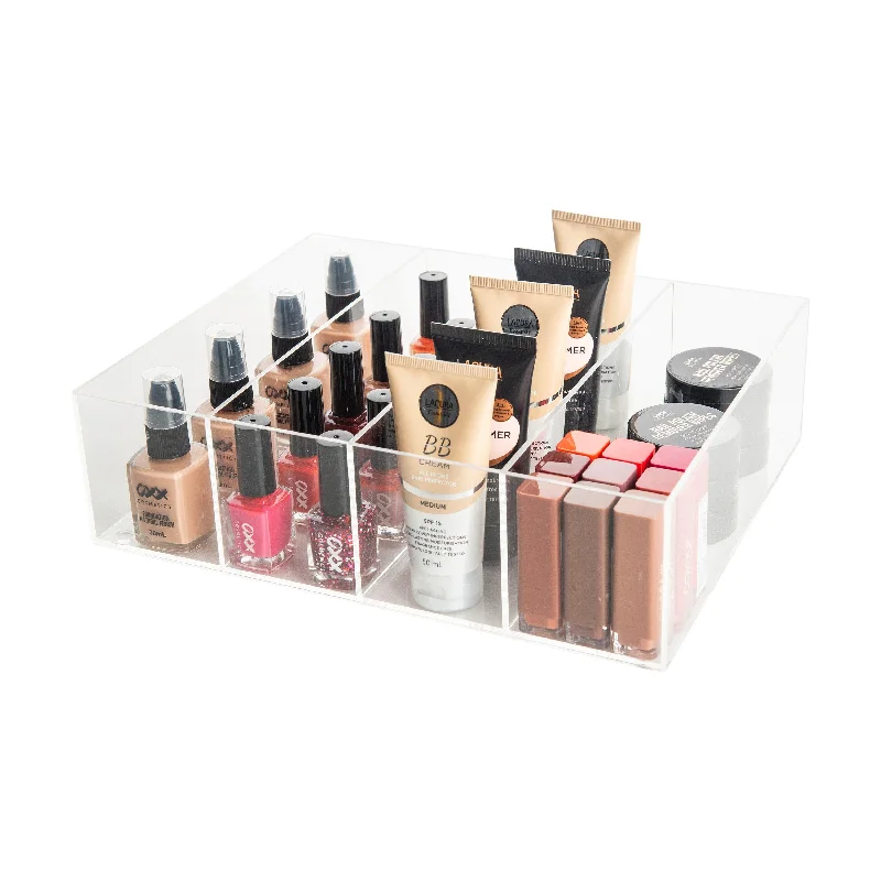 Acrylic Stackable Cosmetic Organiser with Dividers - 33cm