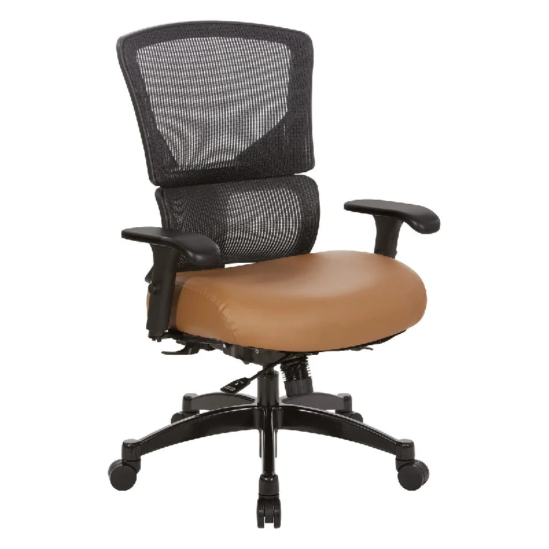 Black Back with Brown Fabric Seat