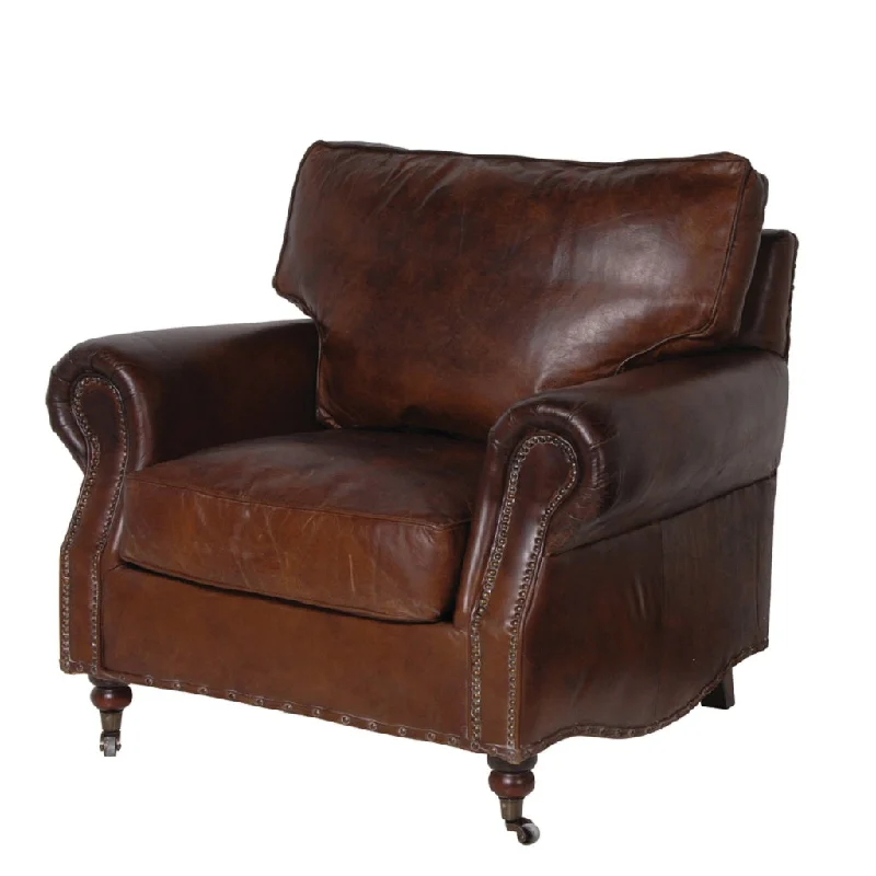 Crumple Brown Leather Armchair