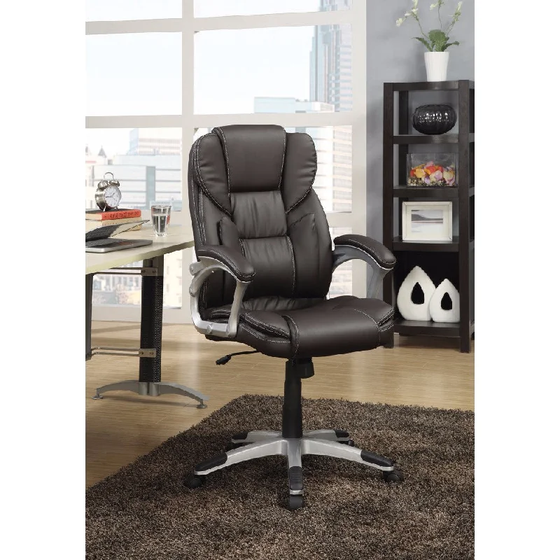 Executive High-Back Leather Chair, Dark Brown  By Benzara