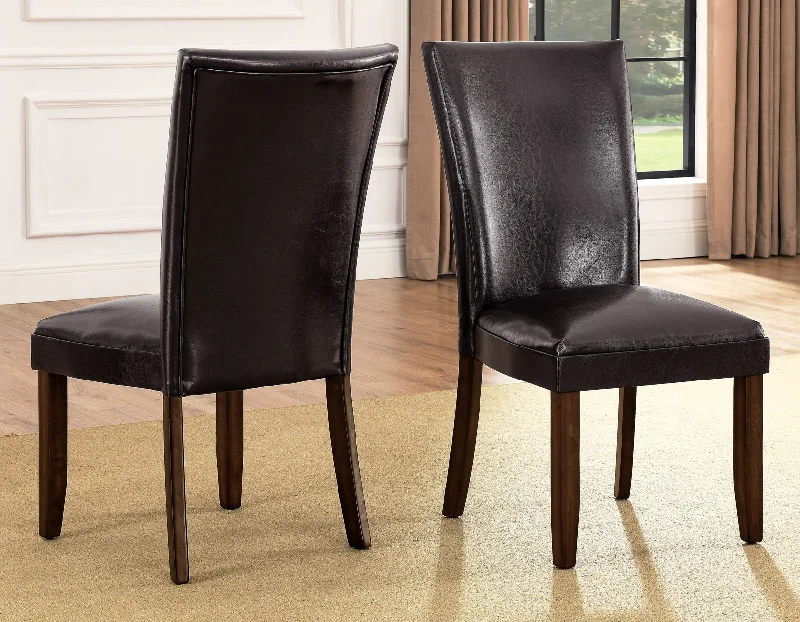 Hartford Vegan Leather Side Chair, Brown, Set of 2