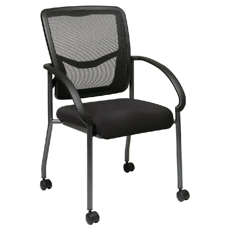 Pro-Line II Black Breathable ProGrid Rolling Visitor's Chair