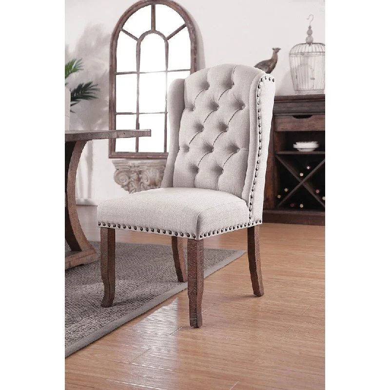 Set of 2 Tufted Wingback Dining Side Chairs, Accent Chairs for Dining Rooms