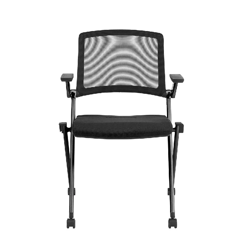 Set of Two Folding and Stacking Black Mesh Rolling Armchairs By Homeroots