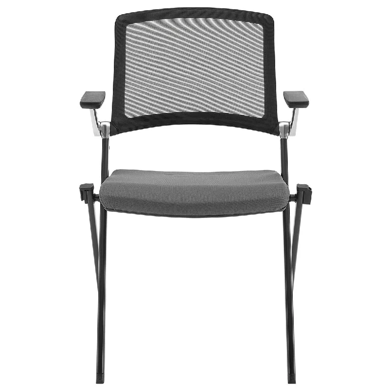 Set of Two Folding and Stacking Gray Mesh Armchairs By Homeroots