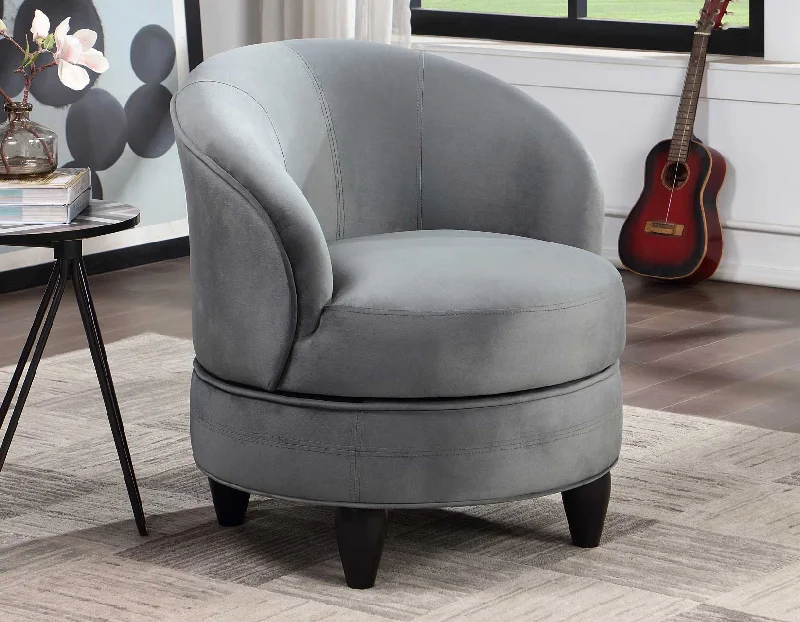 Sophia Swivel Accent Chair, Gray Velvet