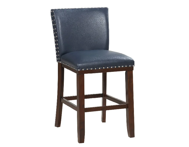 Tiffany 24″ Counter Stool, Navy Leatherette, Set of 2