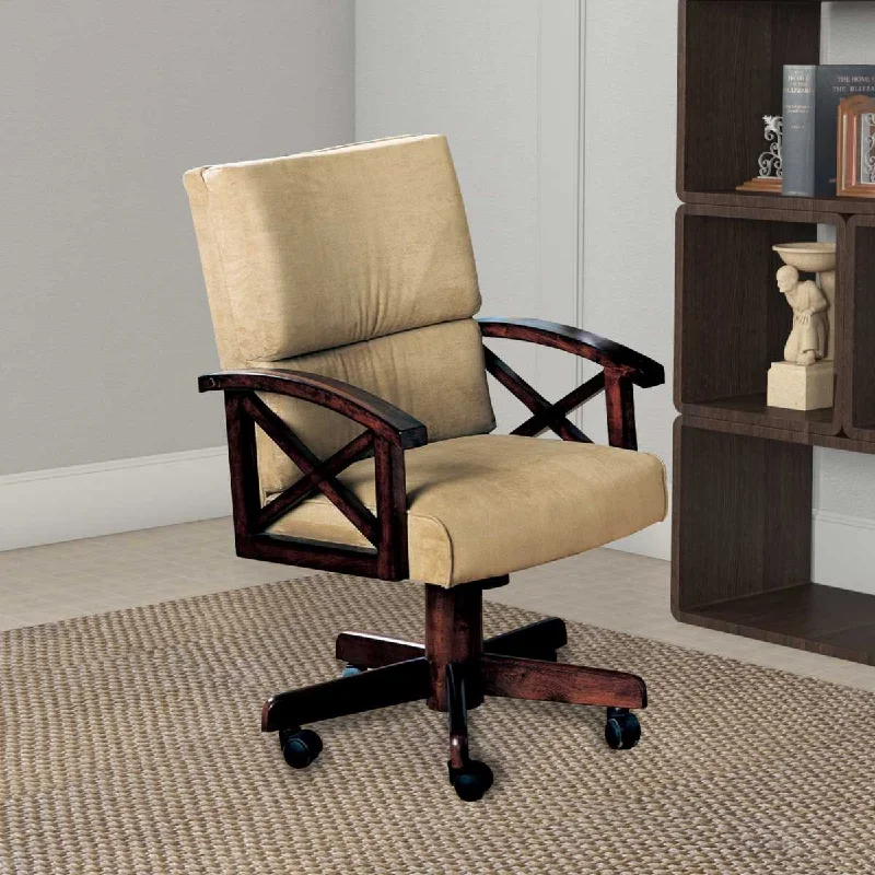 Upholstered Arm Game Chair , Brown  By Benzara