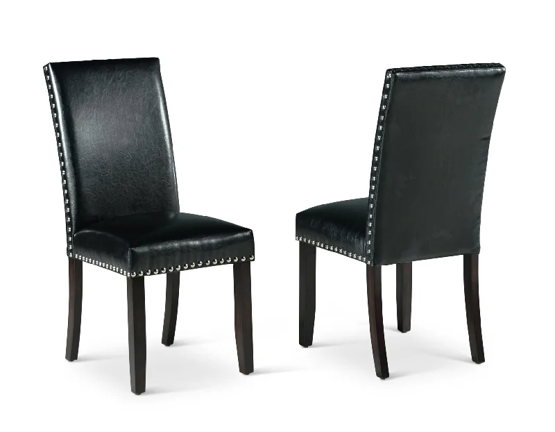 Westby Black PU Side Chair w/Nailhead, Set of 2