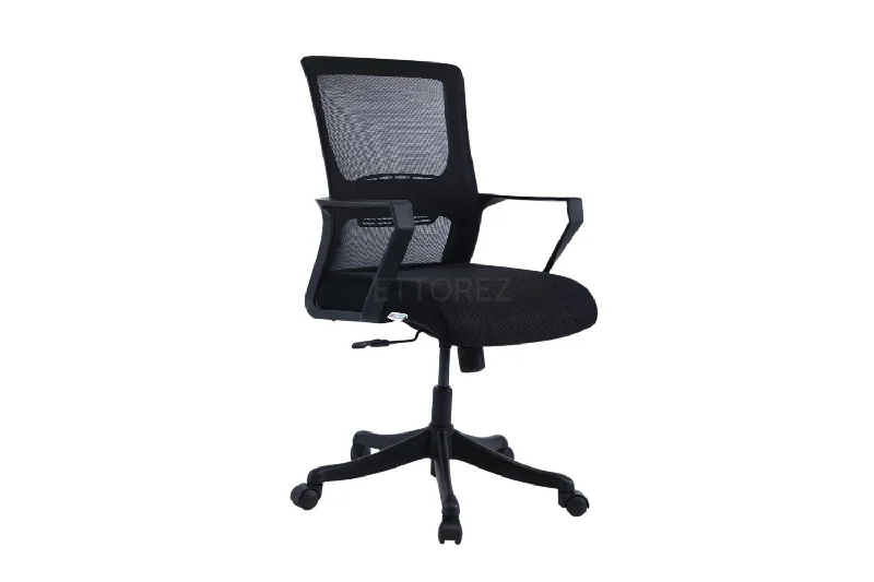 Ettorez ACTIVA  BLACK Mid Back Mesh Revolving Chair with Fixed Armrest