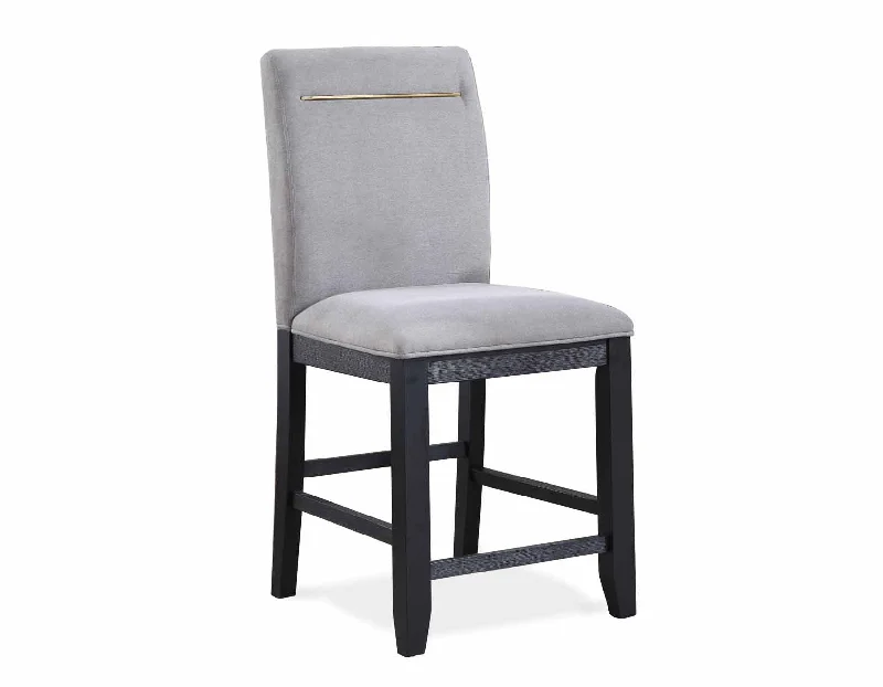 Yves 24″ Counter Stool, Grey Upholstered, Set of 2